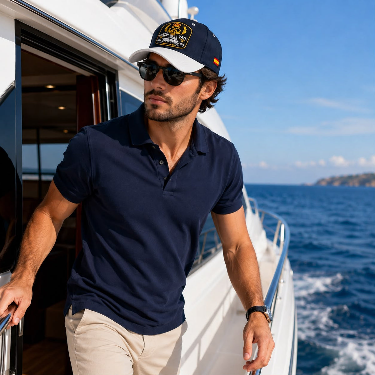 Gorra Premium Capitán de Yate Marino /Blanco