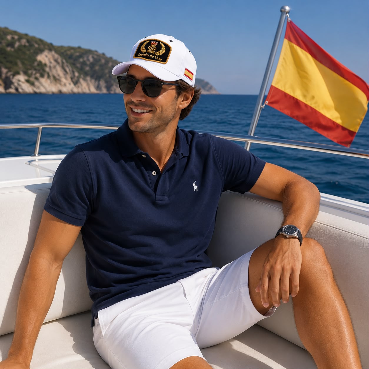 Gorra Premium Capitán de Yate/ Blanco